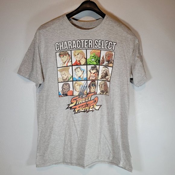 Street Fighter Men's T-Shirt Character Select Short Sleeve Gray Size XL - Picture 1 of 4
